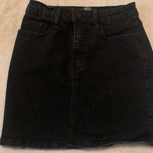 Black stretch denim skirt